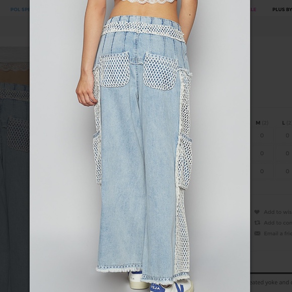 POL “ Palm Springs “ POL Pants with Pleated Yoke and Mesh Overlay Detail BR40 - Picture 3 of 6